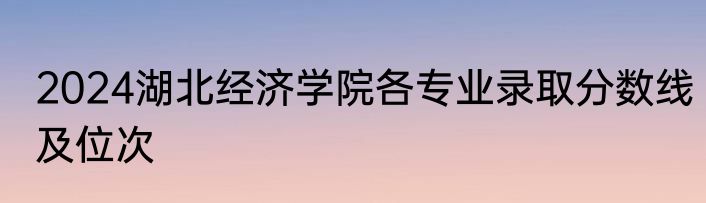 2024湖北经济学院各专业录取分数线及位次