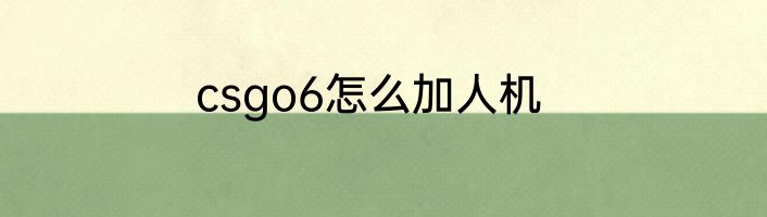 csgo6怎么加人机
