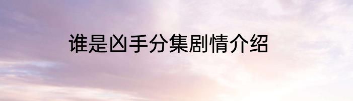 谁是凶手分集剧情介绍