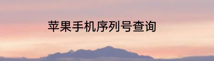 苹果手机序列号查询