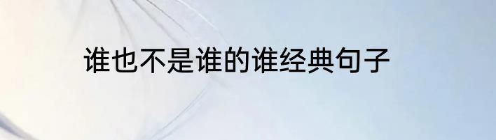 谁也不是谁的谁经典句子