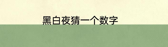 黑白夜猜一个数字