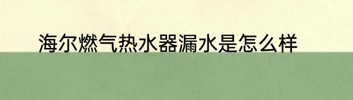 海尔燃气热水器漏水是怎么样