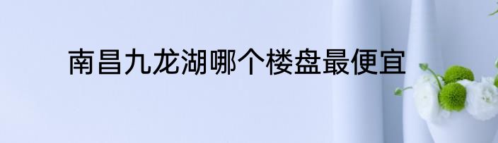 南昌九龙湖哪个楼盘最便宜