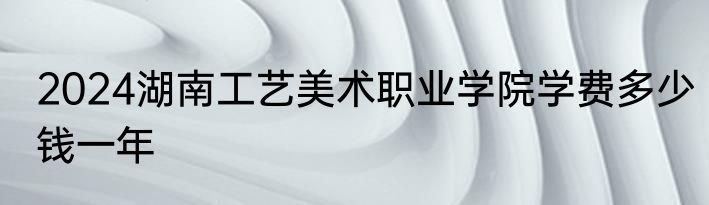 2024湖南工艺美术职业学院学费多少钱一年