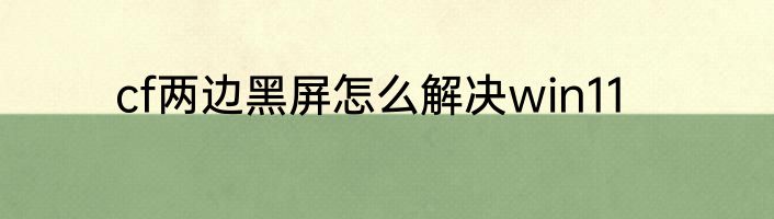 cf两边黑屏怎么解决win11