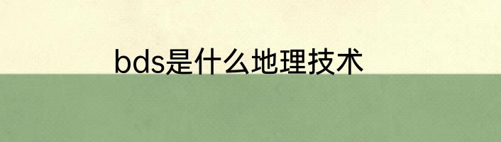 bds是什么地理技术