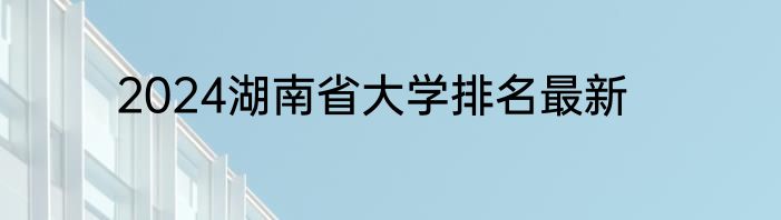2024湖南省大学排名最新