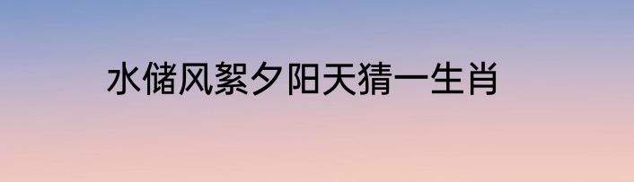 水储风絮夕阳天猜一生肖