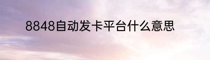 8848自动发卡平台什么意思