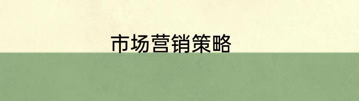 市场营销策略
