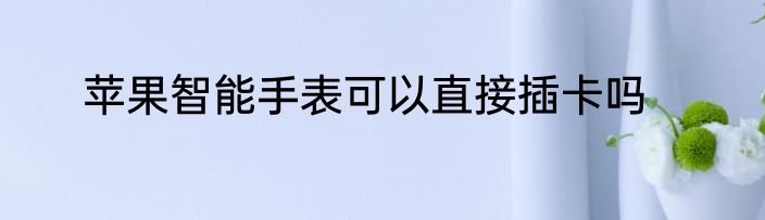 苹果智能手表可以直接插卡吗