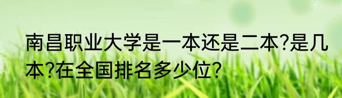 南昌职业大学是一本还是二本?是几本?在全国排名多少位?