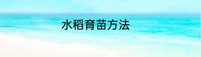 水稻育苗方法