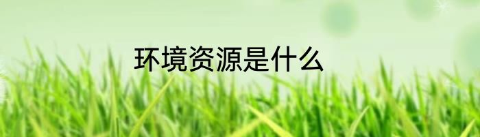 环境资源是什么