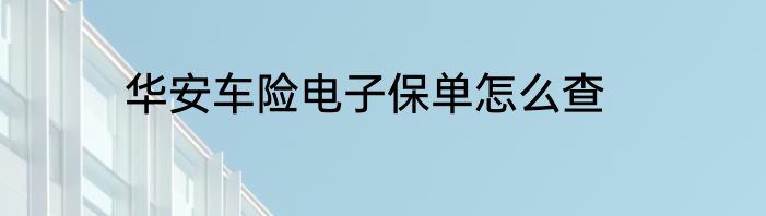 华安车险电子保单怎么查