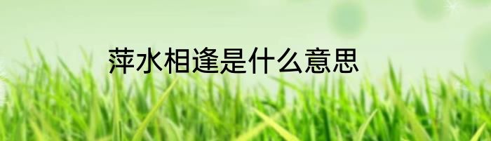 萍水相逢是什么意思