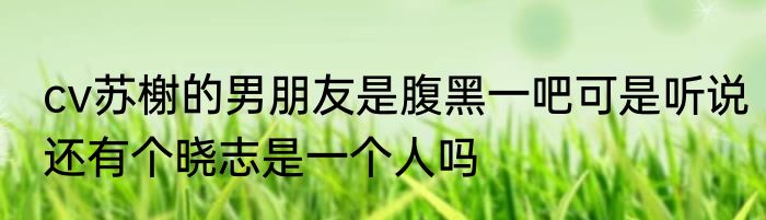 cv苏榭的男朋友是腹黑一吧可是听说还有个晓志是一个人吗
