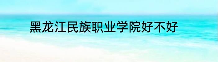 黑龙江民族职业学院好不好