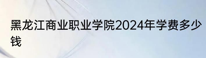 黑龙江商业职业学院2024年学费多少钱