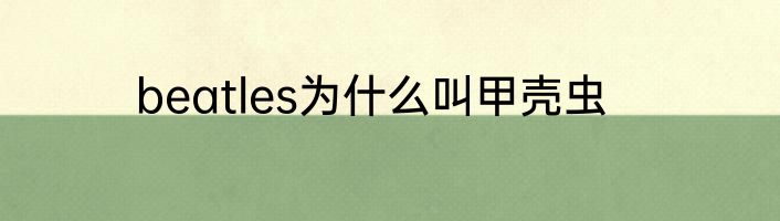 beatles为什么叫甲壳虫