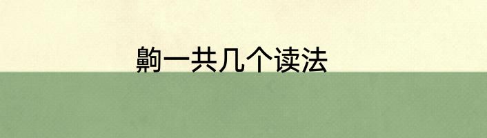 齁一共几个读法