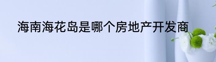 海南海花岛是哪个房地产开发商