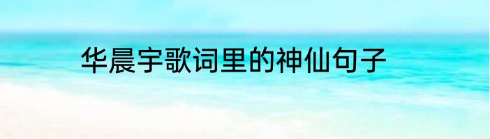 华晨宇歌词里的神仙句子