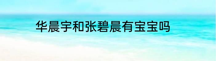 华晨宇和张碧晨有宝宝吗