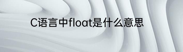 C语言中float是什么意思