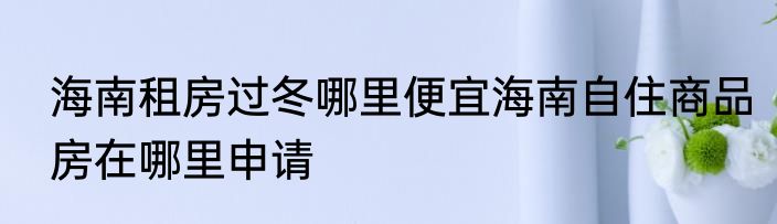 海南租房过冬哪里便宜海南自住商品房在哪里申请
