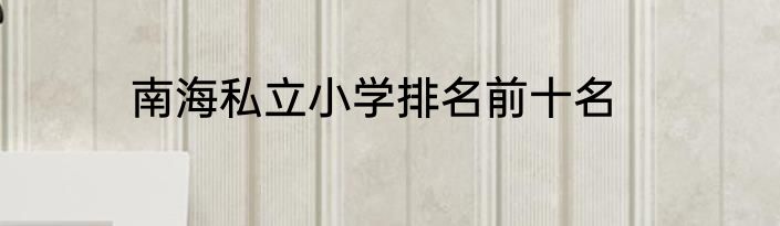 南海私立小学排名前十名