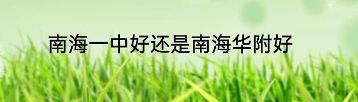 南海一中好还是南海华附好