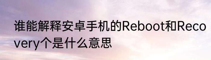 谁能解释安卓手机的Reboot和Recovery个是什么意思