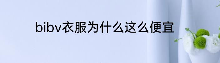 bibv衣服为什么这么便宜