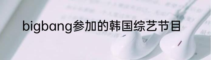 bigbang参加的韩国综艺节目