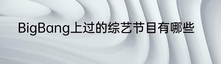 BigBang上过的综艺节目有哪些