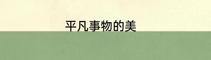 平凡事物的美