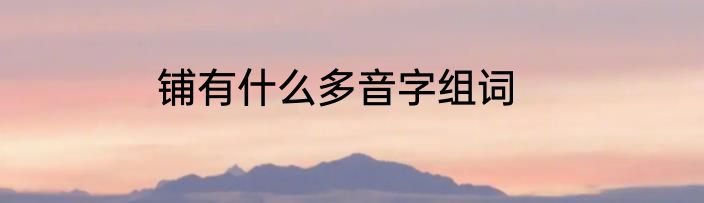 铺有什么多音字组词