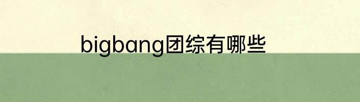 bigbang团综有哪些