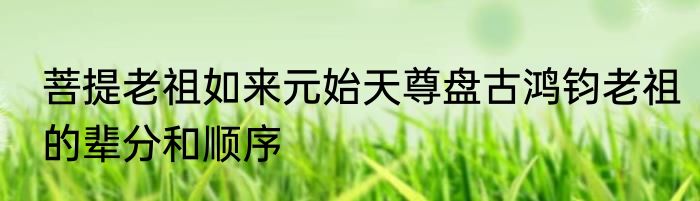 菩提老祖如来元始天尊盘古鸿钧老祖的辈分和顺序