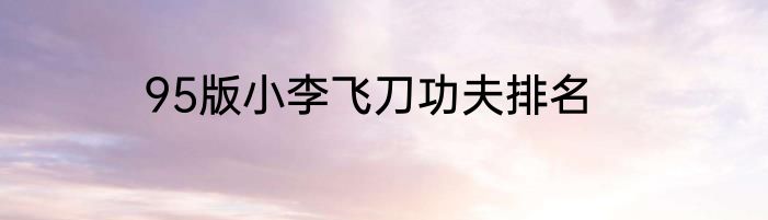 95版小李飞刀功夫排名