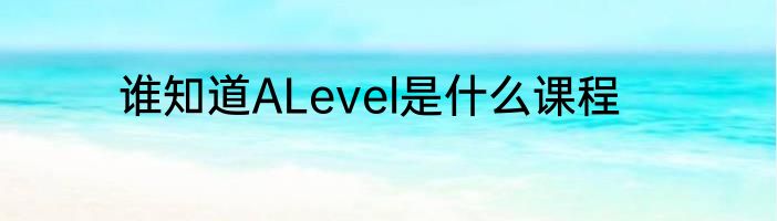 谁知道ALevel是什么课程