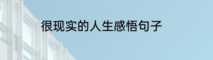 很现实的人生感悟句子