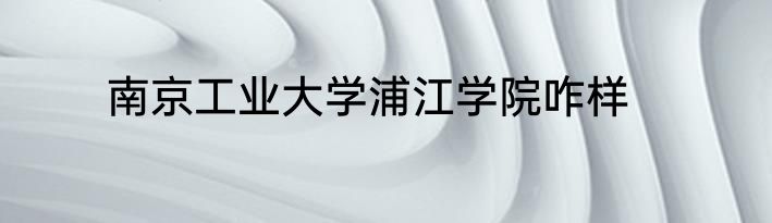 南京工业大学浦江学院咋样
