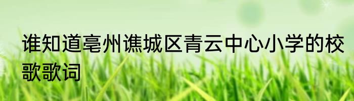 谁知道亳州谯城区青云中心小学的校歌歌词