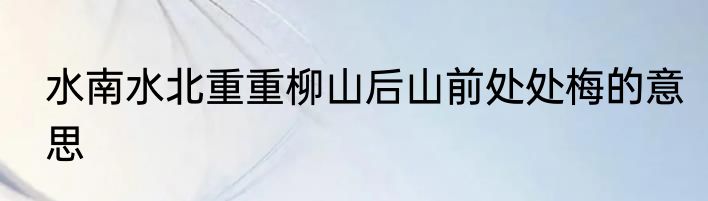 水南水北重重柳山后山前处处梅的意思