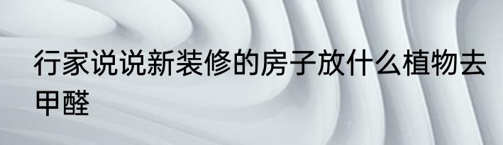 行家说说新装修的房子放什么植物去甲醛