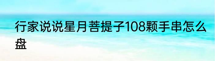 行家说说星月菩提子108颗手串怎么盘