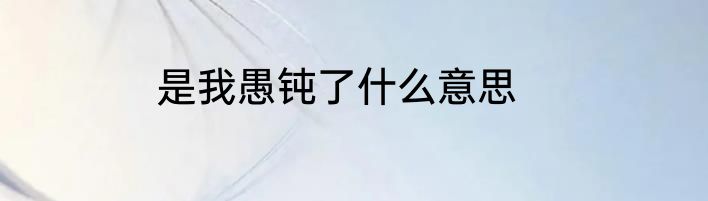 是我愚钝了什么意思